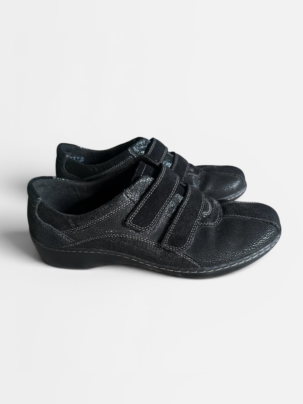 Clarks Cora Azalia Sneakers Black Adjustable Straps Womens 8.5‎ Wide